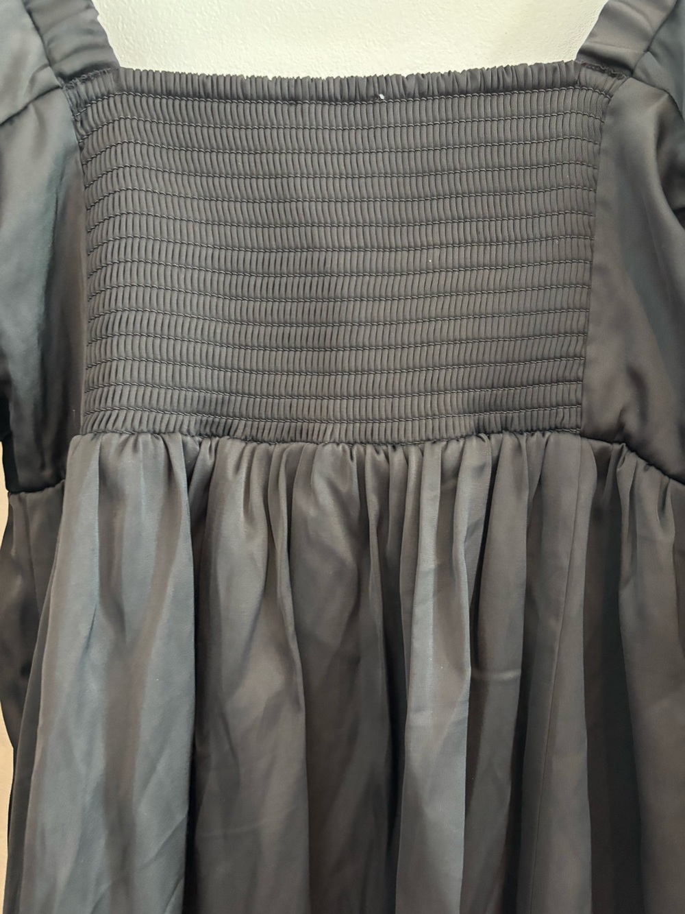 Abercrombie & Fitch Emerson Black Satin Square-Neck Long Sleeve Mini Dress Small - Picture 8 of 9